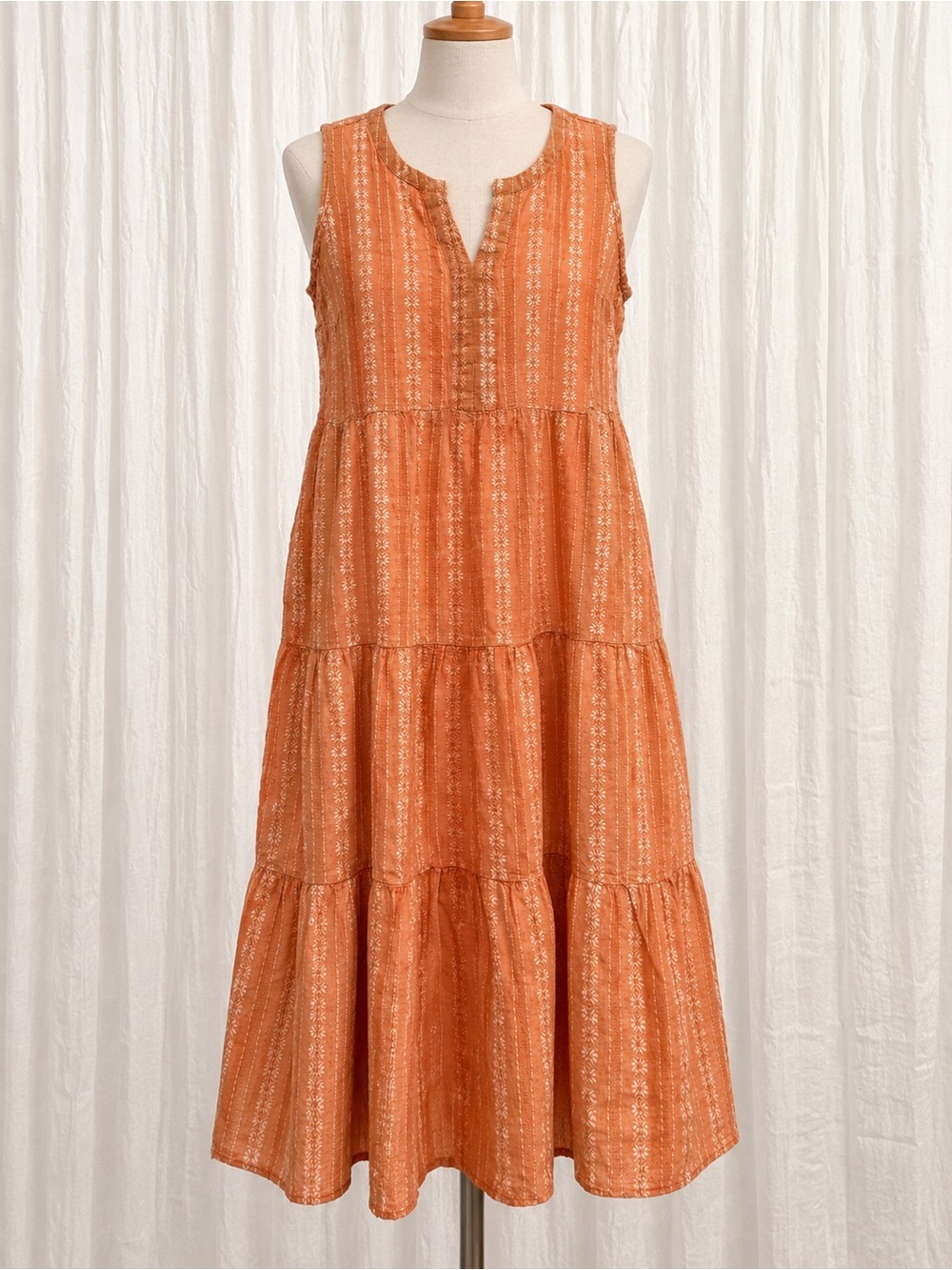 J. Jill Sleeveless Tiered Maxi Dress - Orange
